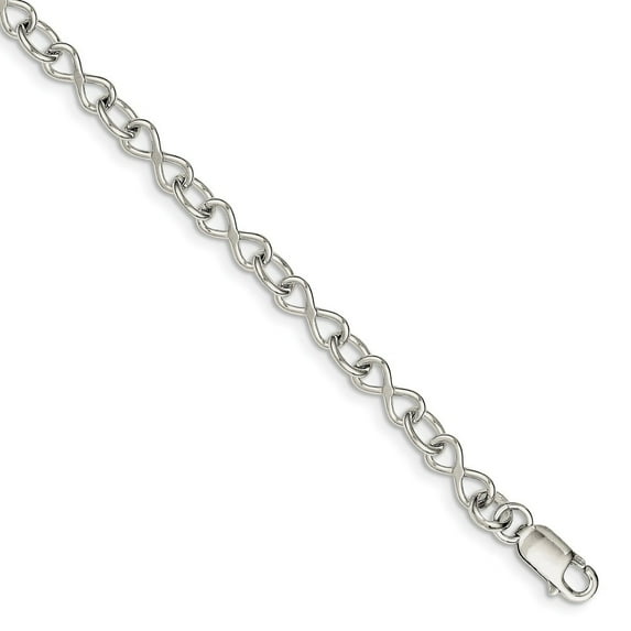 Sterling Silver Polished Fancy Link Bracelet - 7.3 Grams - Measures 6mm Wide