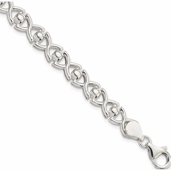 Sterling Silver Polished Fancy Link Bracelet (7.5 X 7.6) Made In Italy -Jewelry By Sweet Pea
