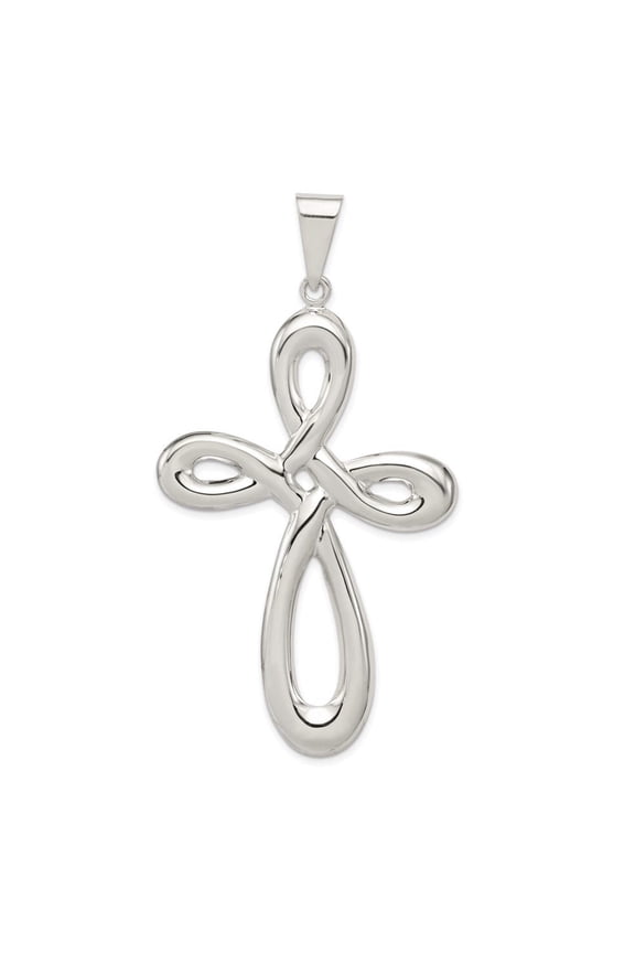 925 Sterling Silver Solid Polished Religious Faith Cross Pendant Necklace 67x39mm Wide Pendant for Women