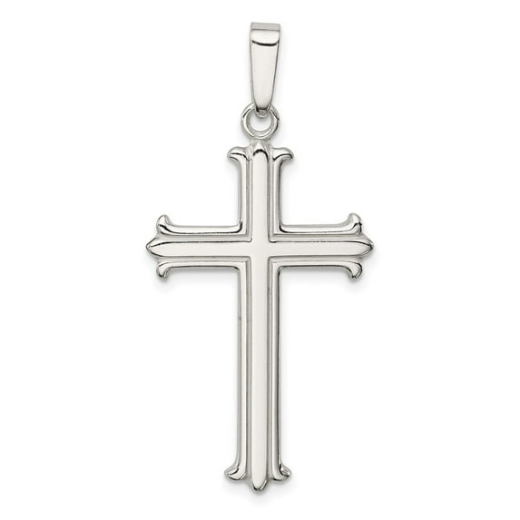 Sterling Silver Polished Fleur De Lis Cross Pendant QC8156