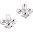 thumbnail image 1 of Sterling Silver Polished Fleur De Lis Stud Earring with Push Back. This item is Rhodium Plated., 1 of 3