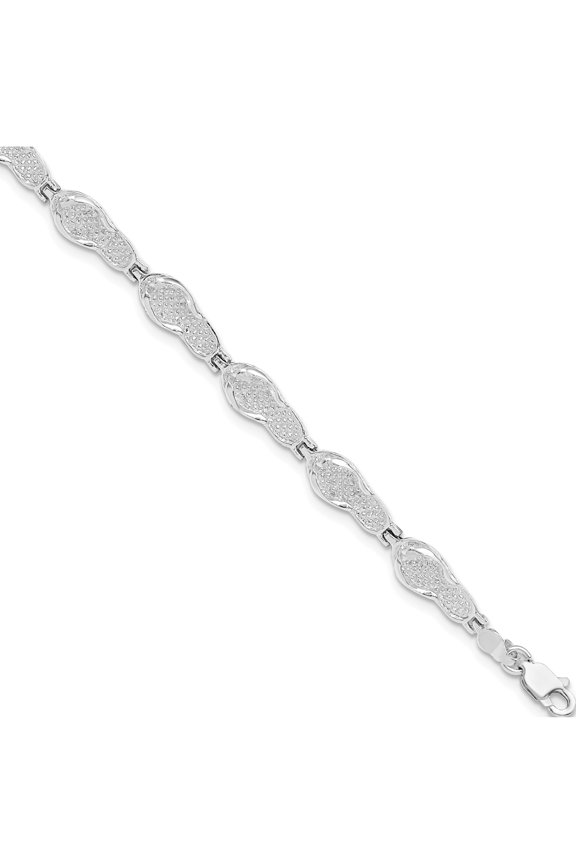 Sterling Silver Polished Flip-Flop Bracelet(Length 7.25) - Jbsp