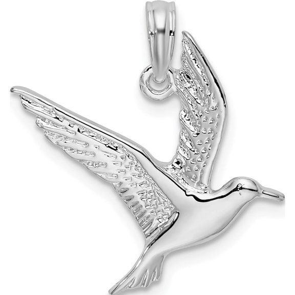 Sterling Silver Polished Flying Seagull Pendant - Jbsp