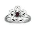 thumbnail image 1 of Sterling Silver Polished Garnet Flower Ring, 1 of 5