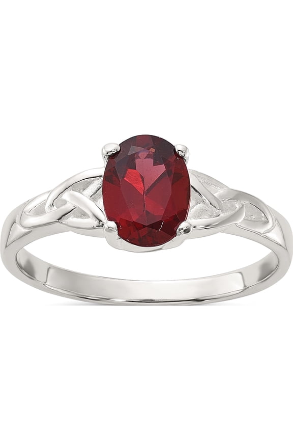 Sterling Silver Polished Garnet Ring
