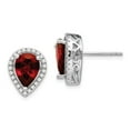 thumbnail image 1 of Sterling Silver Polished Garnet and Cubic Zirconia Post Earrings - .80 cwt - Measures 14x11mm Wide, 1 of 2