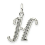 JEWELRYWEB Sterling Silver Polished Glitter Enamel Letter H Initial Charm QC9181H