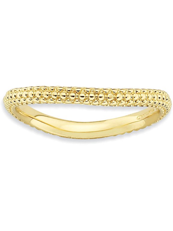 Sterling Silver Polished Gold-Plate Wave Ring