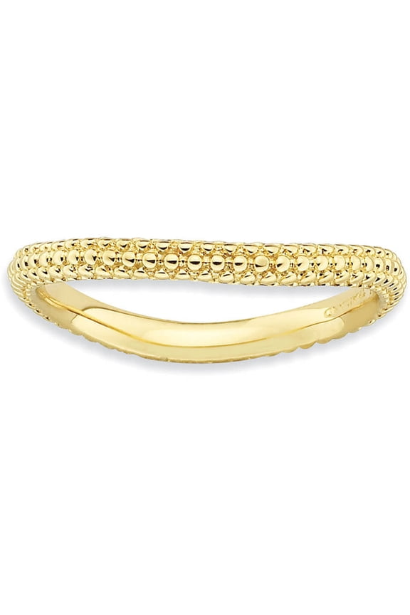 Sterling Silver Polished Gold-Plate Wave Ring