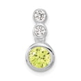 thumbnail image 1 of Sterling Silver Polished Green & Clear CZ Circles Chain Slide Pendant Charm, 1 of 4