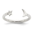 thumbnail image 1 of Sterling Silver Polished Half Moon and Star Adjustable Ring - Size 11, 1 of 3