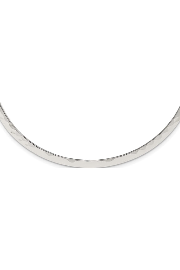 Sterling Silver Polished Hammered 6mm Neck Collar