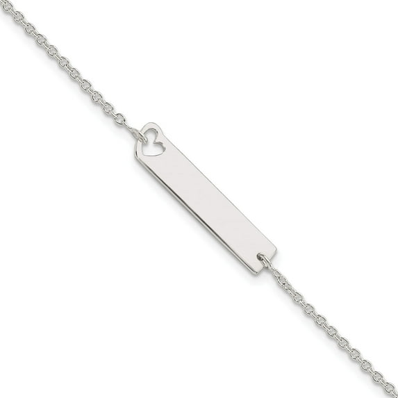 Sterling Silver Polished Heart Id 7In Bracelet (7 X 6) Made In India qid226-7