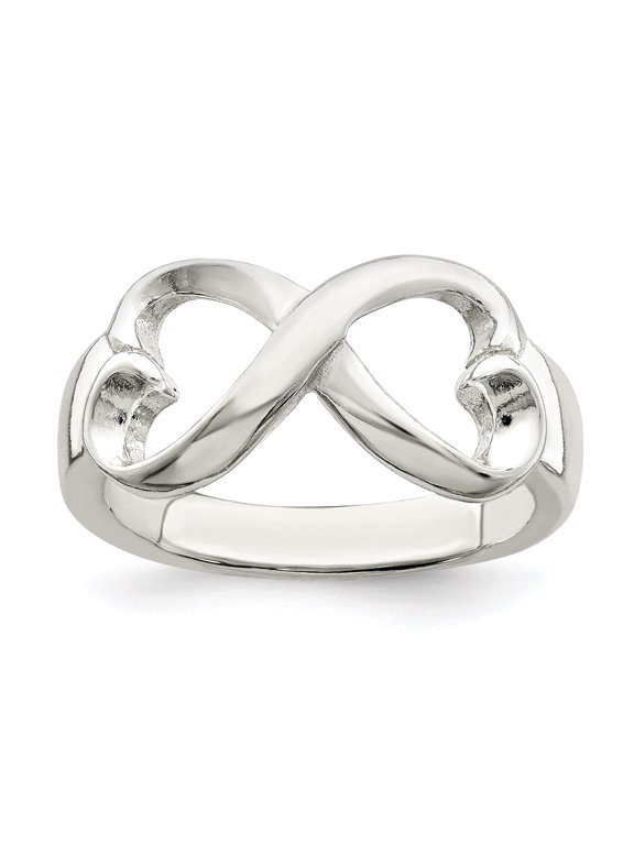 Sterling Silver Polished Heart Infinity Ring