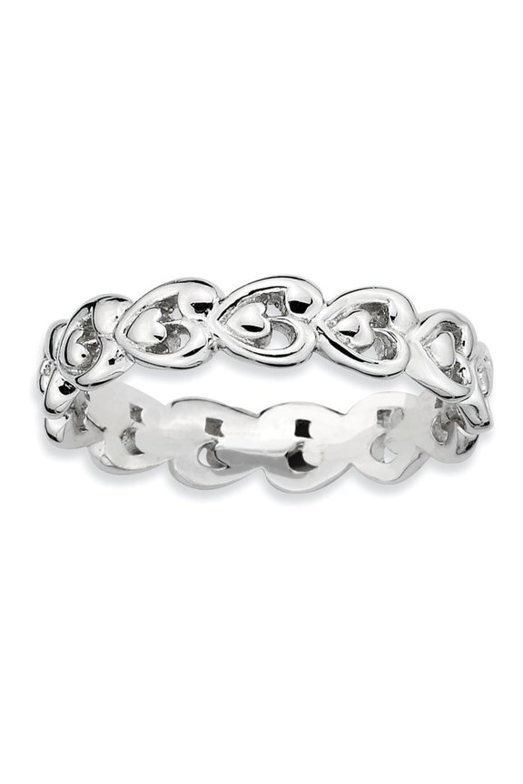 Sterling Silver Polished Heart Stackable Ring - 3.0 Grams - Size 9