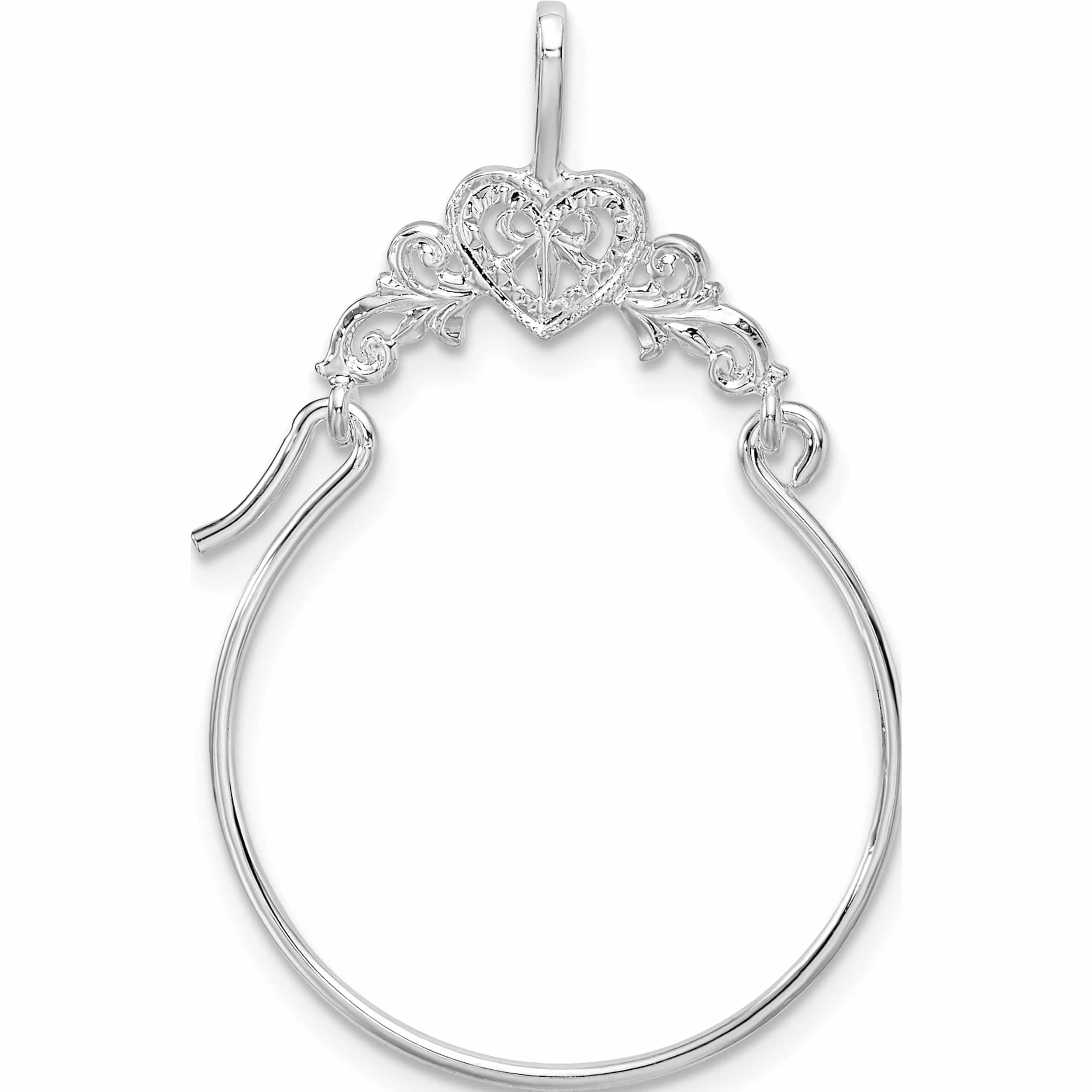 Sterling Silver Polished Heart With Scroll Charm Holder Made In United States -Jewelry By Sweet Pea