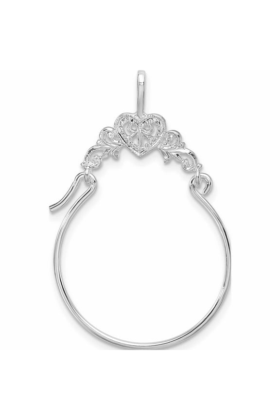 Sterling Silver Polished Heart With Scroll Charm Holder Made In United States -Jewelry By Sweet Pea