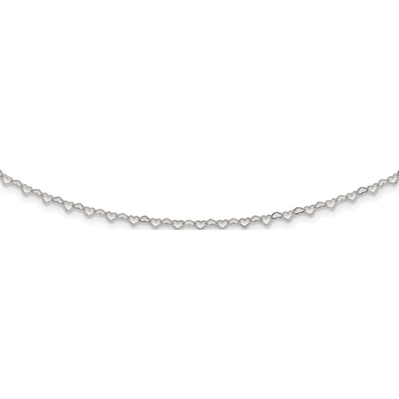 Sterling Silver Polished Hearts Link With 4 In Ext Choker Made Italy qg5572-12