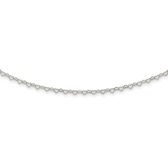 Sterling Silver Polished Hearts Link w/4 in ext Choker Q-QG5572-12