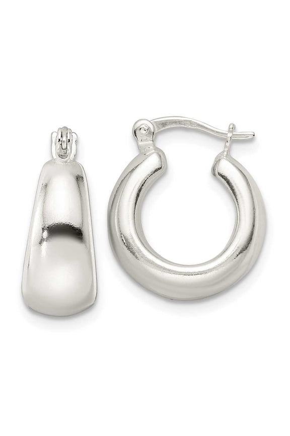 Sterling Silver Polished & Tapered Round Hoop Earrings