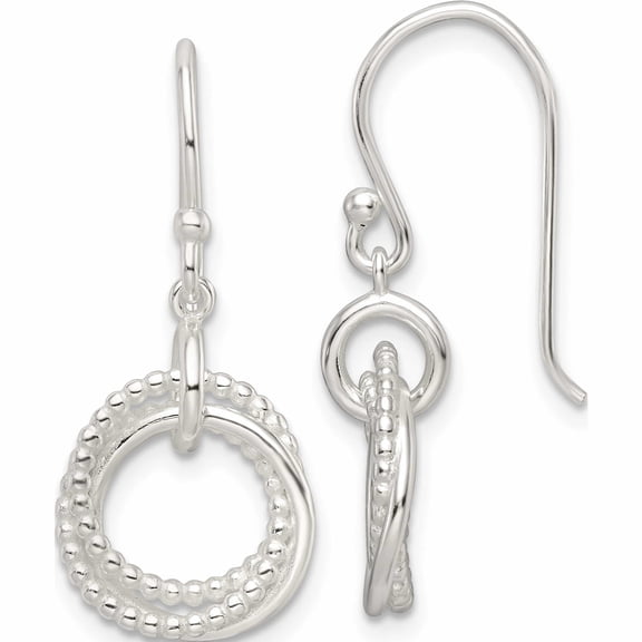 Sterling Silver Polished Intertwined Circles Dangle Earrings (29.52 X 12.9) Made In Thailand qe16072