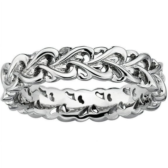 Sterling Silver Polished Intertwined Heart Ring