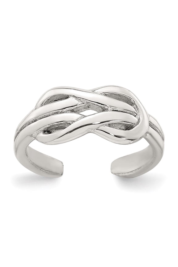 Sterling Silver Polished Knot Infinity Adjustable Toe Ring