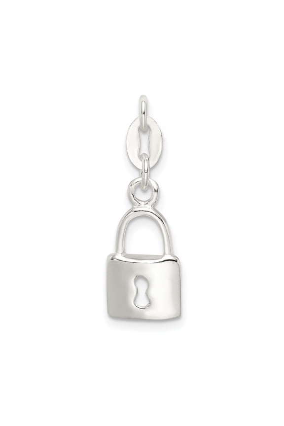 Sterling Silver Polished Lock & Key Charm