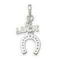 thumbnail image 1 of 925 Sterling Silver Polished Luck and Horseshoe Pendant Necklace 32x10mm Wide Pendant for Women, 1 of 4