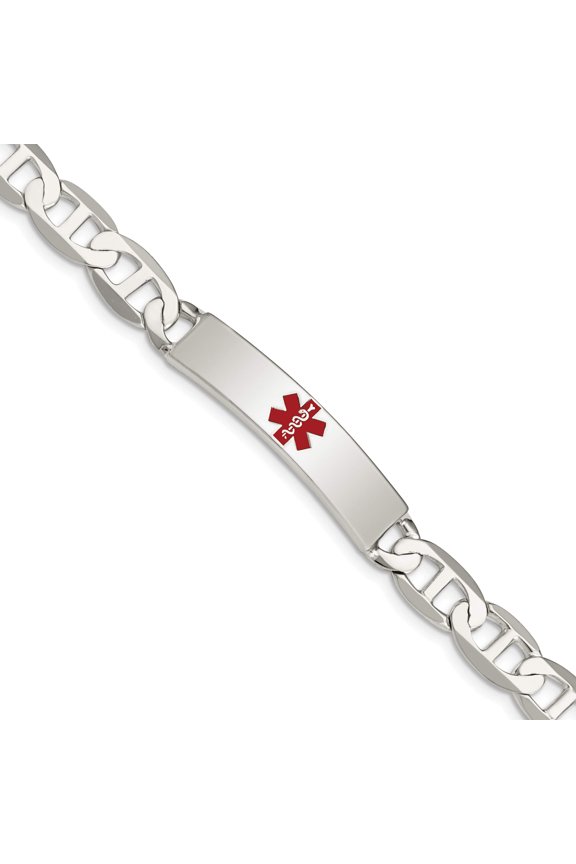 Sterling Silver Polished Medical Anchor Link Id Bracelet (7.5 X 8) Made In India xsm165-7.5