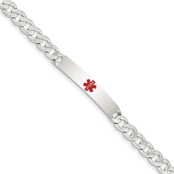 Sterling Silver Polished Medical Curb Link ID Bracelet XSM163