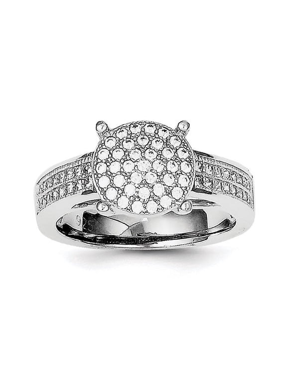 Sterling Silver Polished Micro Pav� CZ Center Circle Ring QR4229