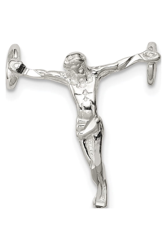 Sterling Silver Polished Mini Jesus Cross Chain Slide