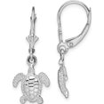 thumbnail image 1 of Sterling Silver Polished Mini Sea Turtle Leverback Earrings (30.25 X 11.4) Made In United States qe15557, 1 of 5