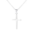 thumbnail image 1 of Amy and Annette 14k White Gold Plated Polished Minimalist Petite Cross Pendant Necklace, 1 of 3
