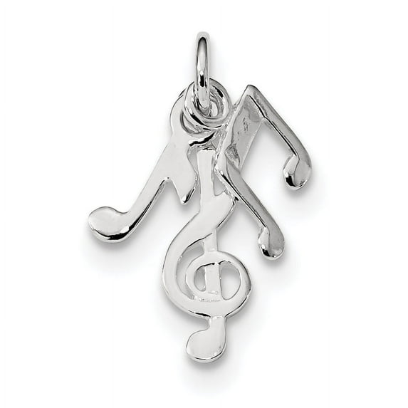 Sterling Silver Polished Music Notes Charm Pendant