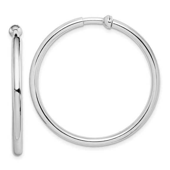 Sterling Silver Polished Non-Pierced Hoop Earrings QE8553 (37mm X 37mm)