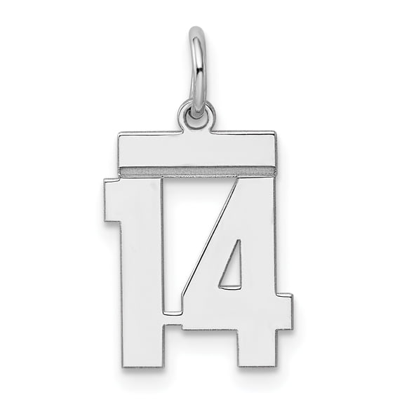 Sterling Silver Polished Number 14 Charm Pendant