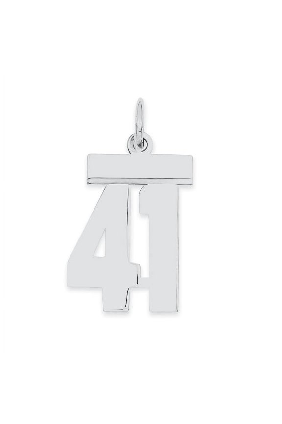 Sterling Silver Polished Number 41 Charm Pendant