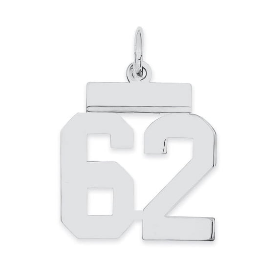 Sterling Silver Polished Number 62 Charm Pendant