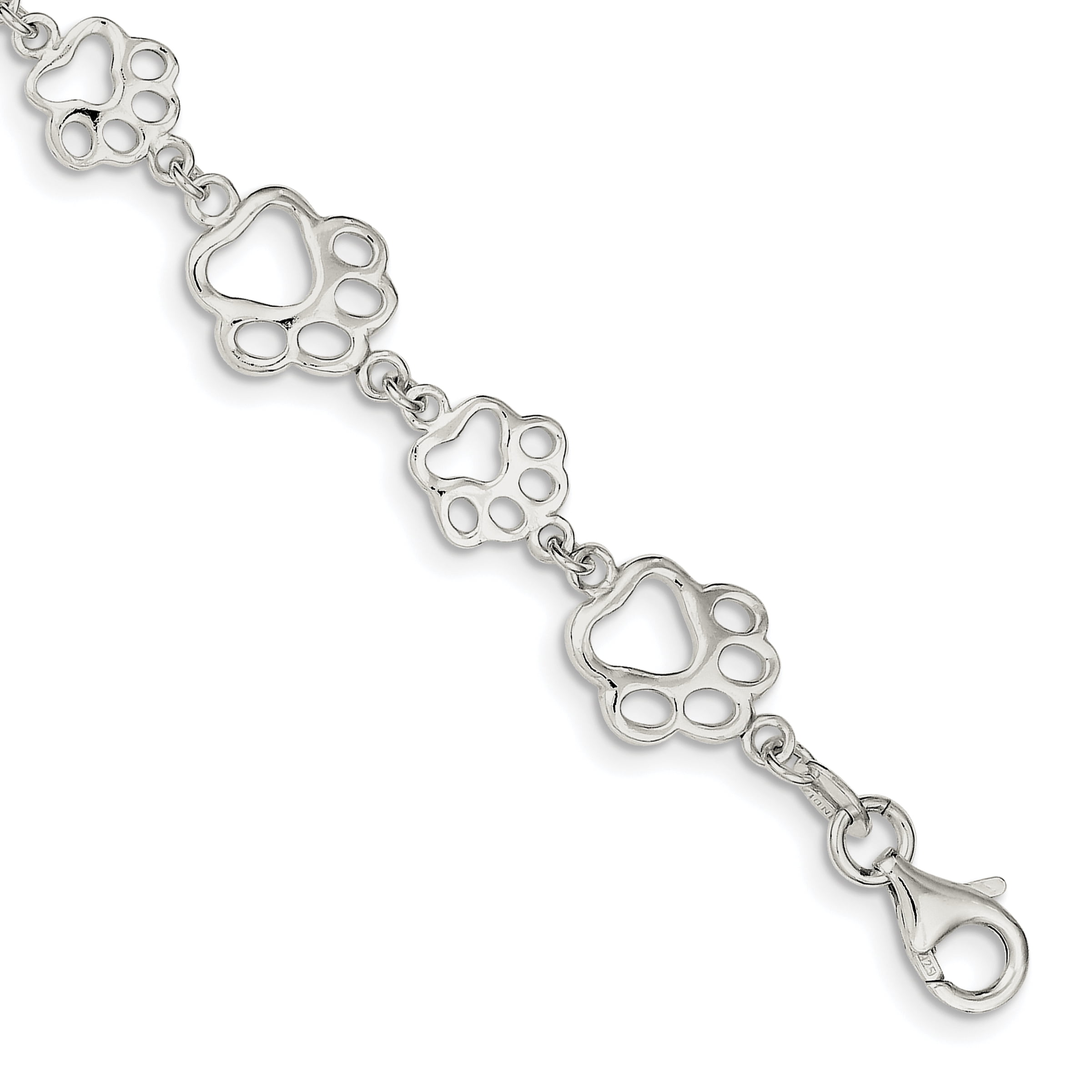 Sterling silver paw print bracelet outlet