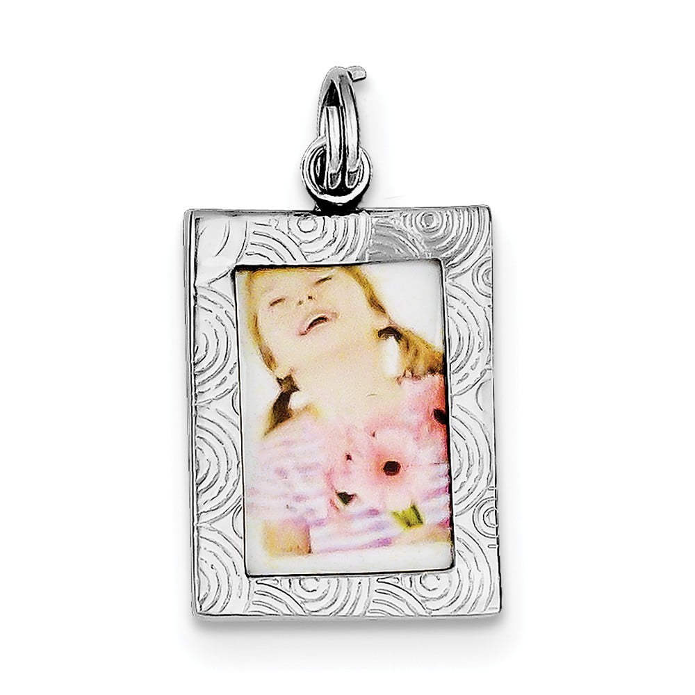 Sterling Silver Polished Picture Frame Charm - 2.5 Grams - Measures 27.5x15.05mm Wide