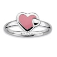 thumbnail image 1 of Sterling Silver Polished Pink Enameled Heart Ring, 1 of 5
