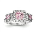 thumbnail image 1 of 925 Sterling Silver Polished Pink Square CZ Cubic Zirconia Simulated Diamond Ring Size 6 - Ring for Women, 1 of 2