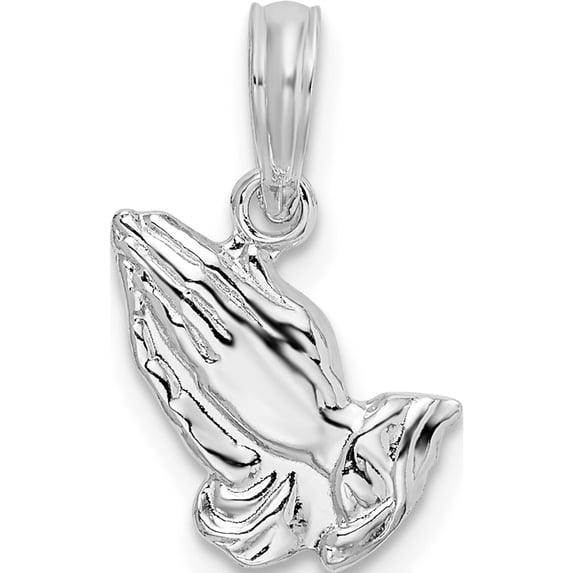 Sterling Silver Polished Praying Hands Pendant (Width 9.64) (Length 16.75) - Jbsp