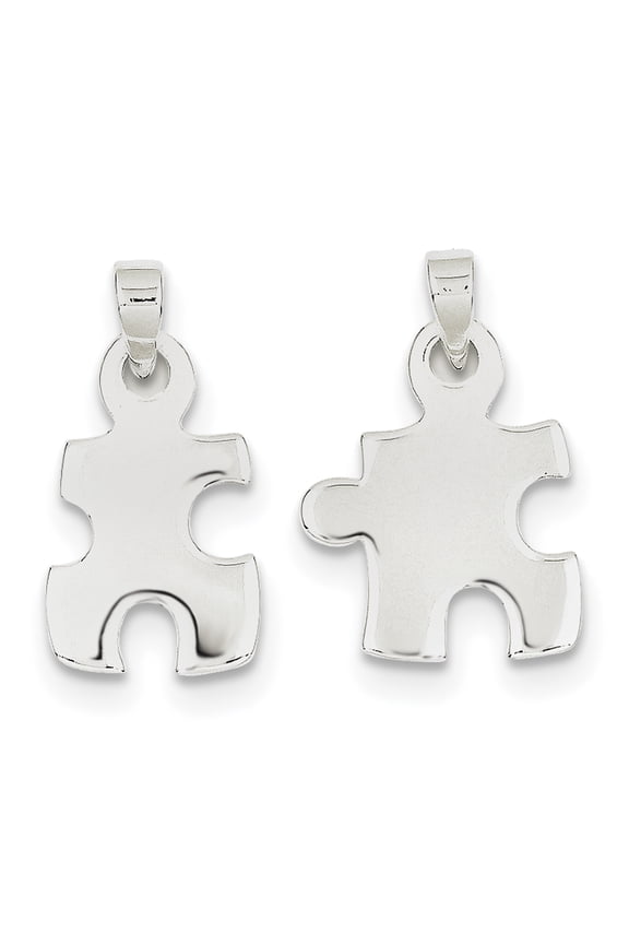 Sterling Silver Polished Puzzle Pieces Pendant