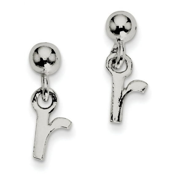 Sterling Silver Polished R Dangle Post Earrings (13 X 5) Made In India qe6885r
