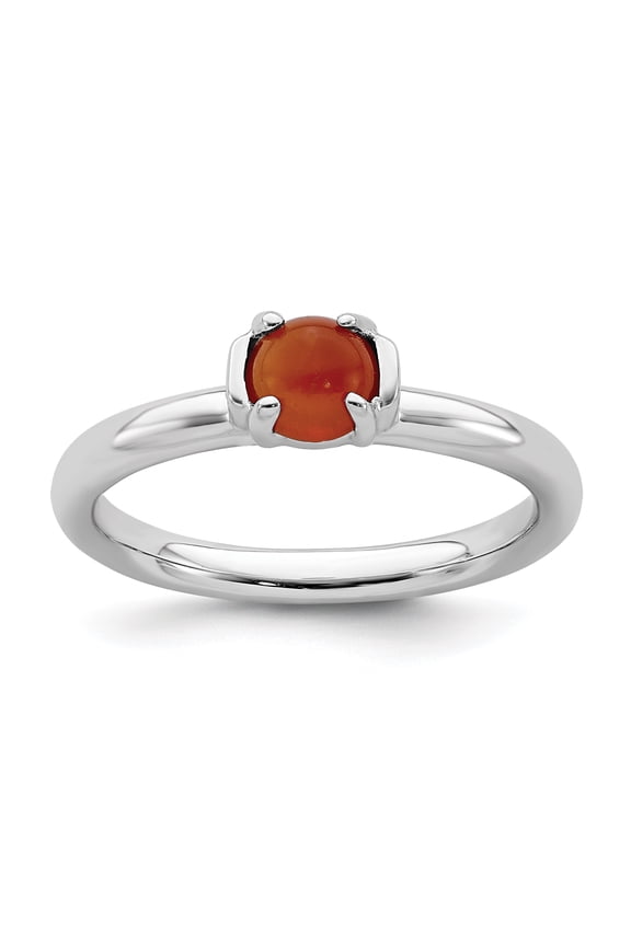 Sterling Silver Polished Red Agate Ring
