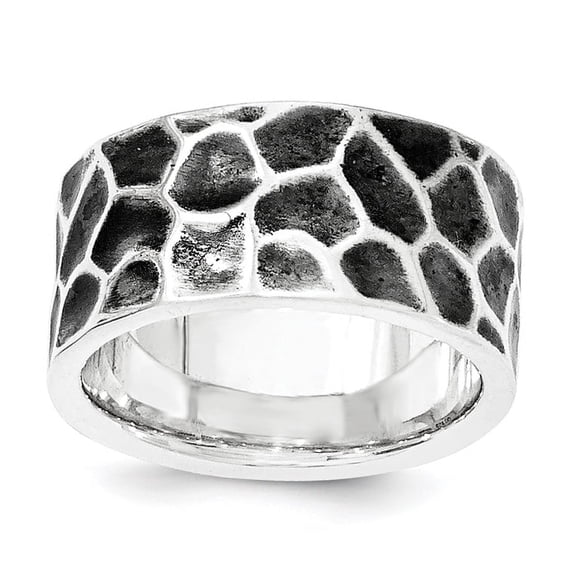 Sterling Silver Polished & Oxidized Hammered Ring