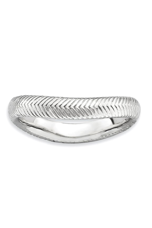 Sterling Silver Polished Rhodium-Plate Wave Ring